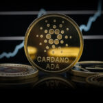 sophisticated 3D render of the Cardano logo floating in a digital assembly hall, with thousands of glowing lines connecting it to individual users, representing decentralized governance